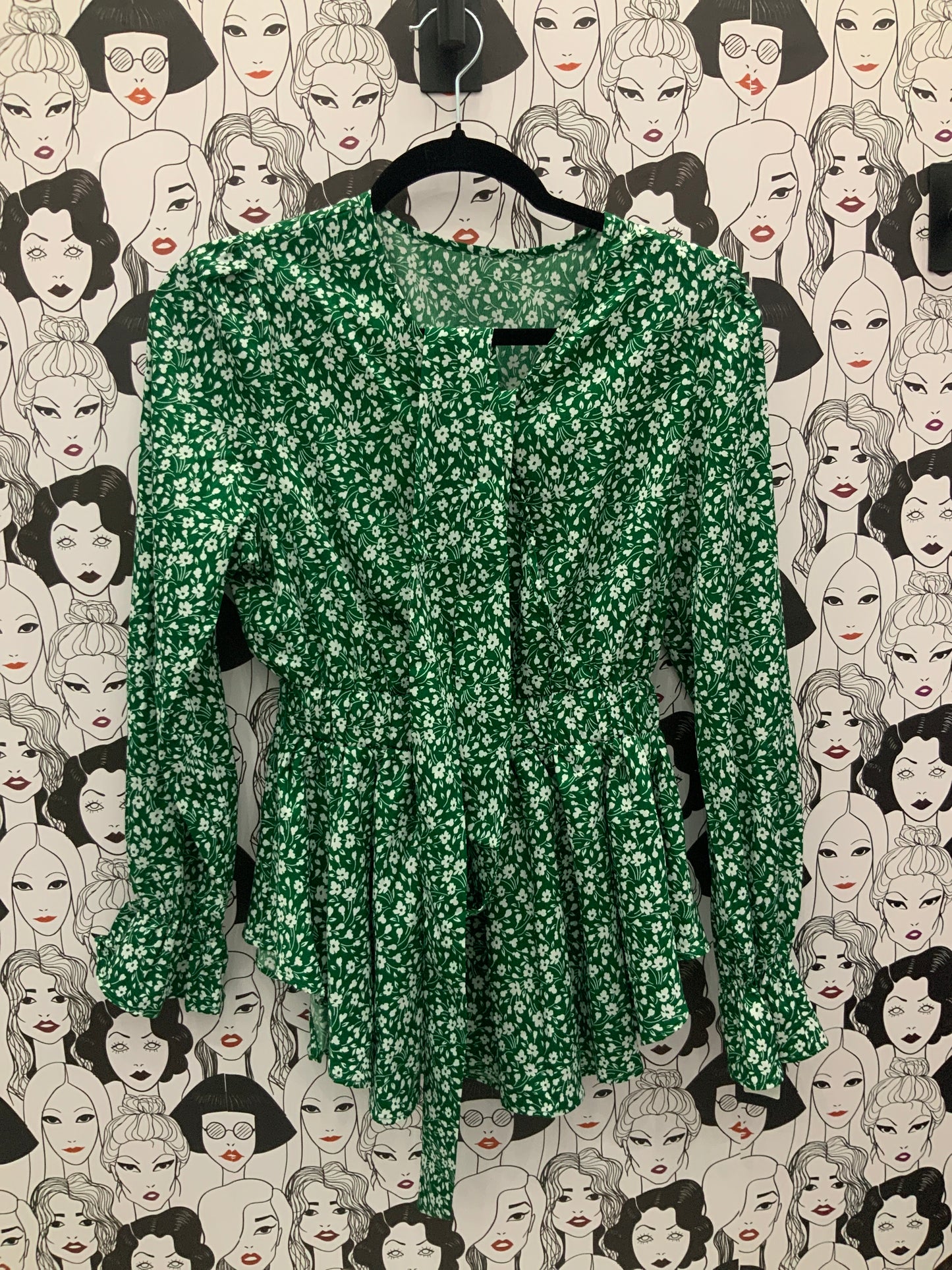 Green Floral Blouse