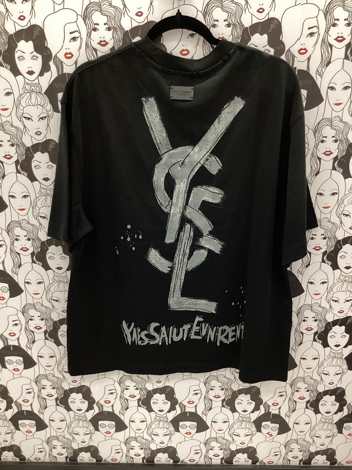 Luxury black graphic top