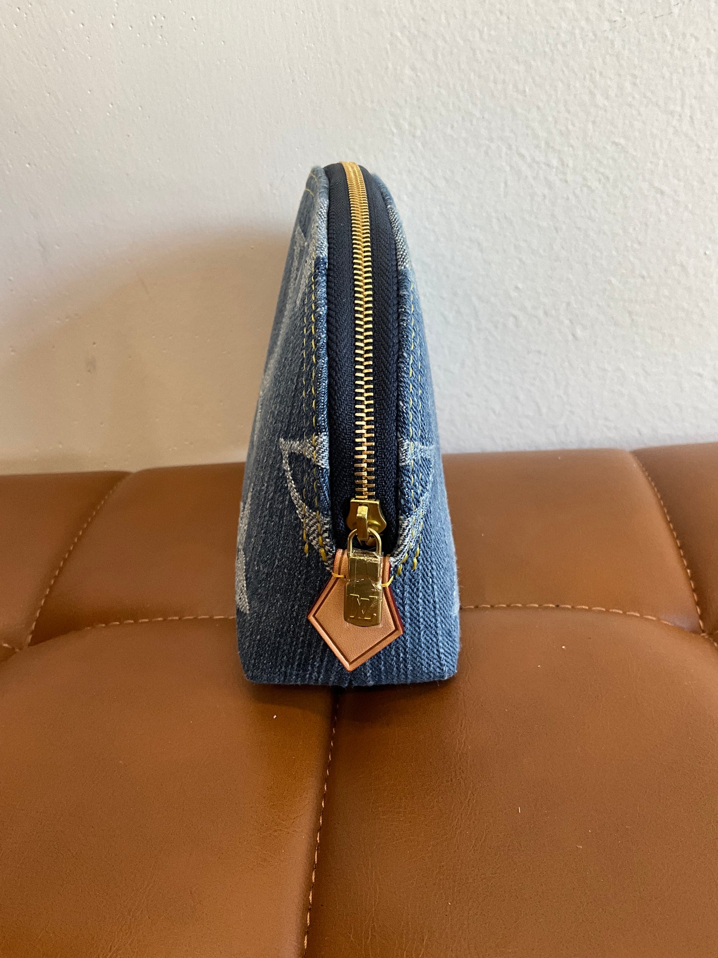 Luxury denim Cosmetic Bag