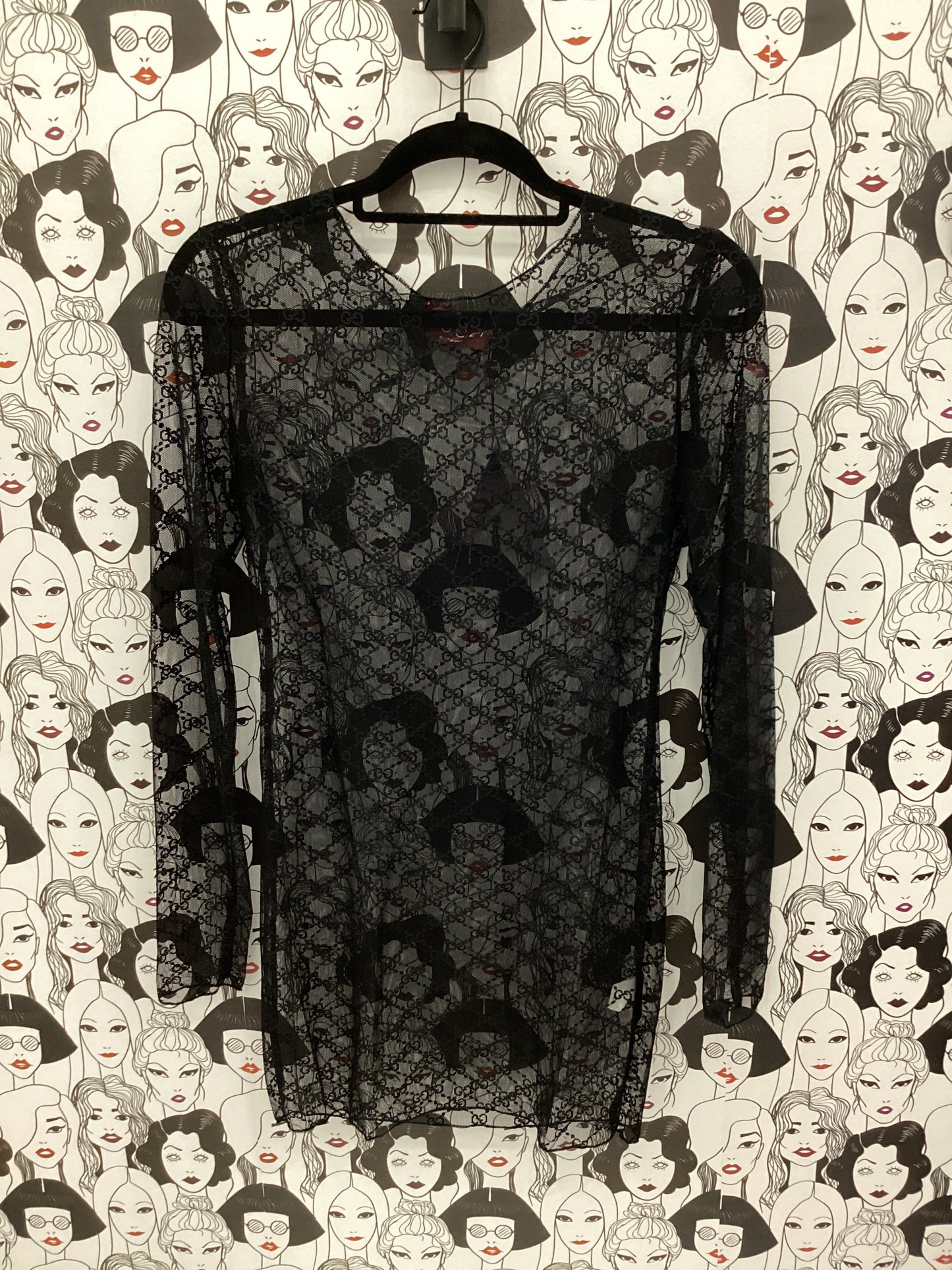 Luxury black mesh top