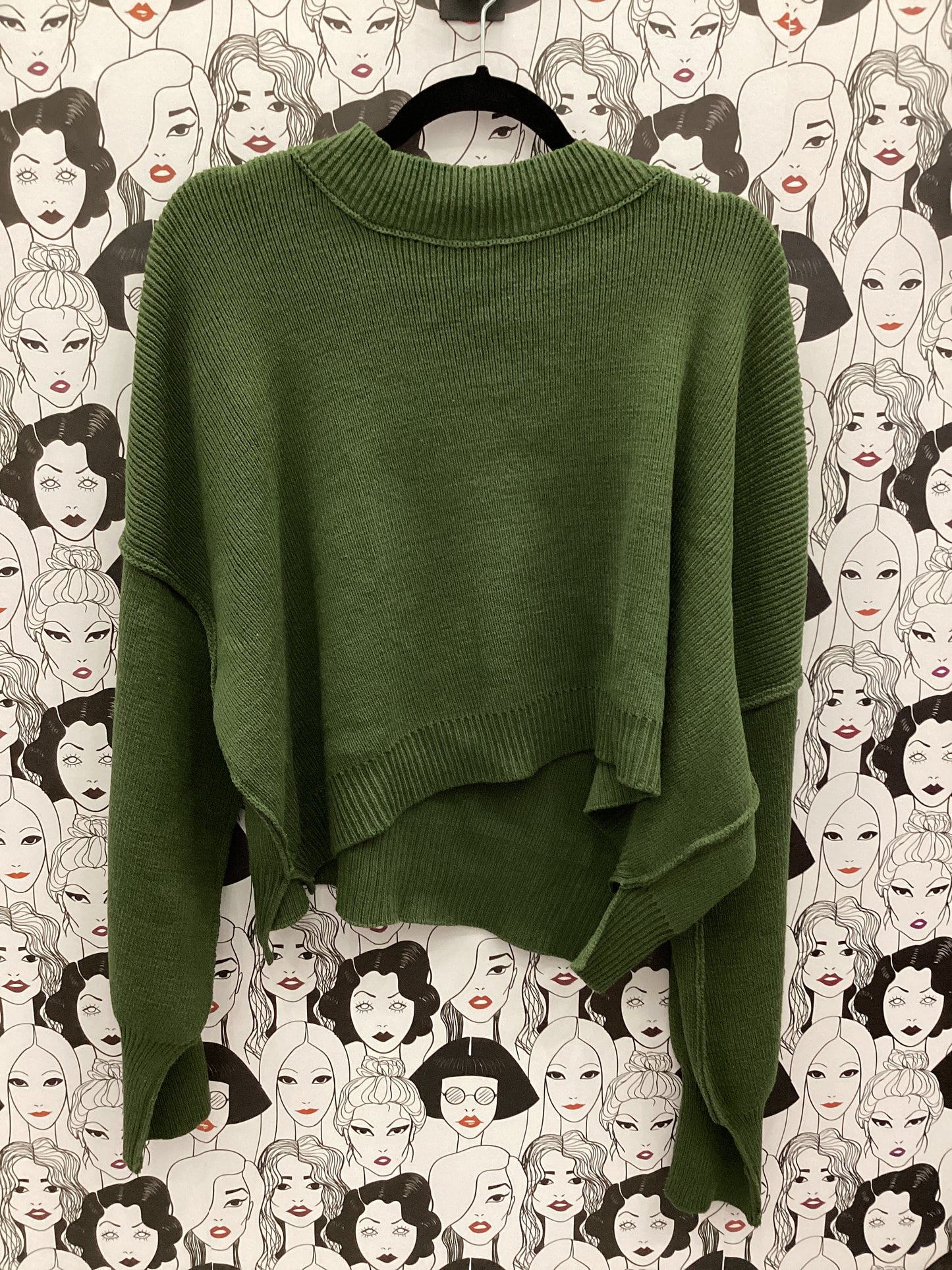 Oversized Crop Sweater Emerald