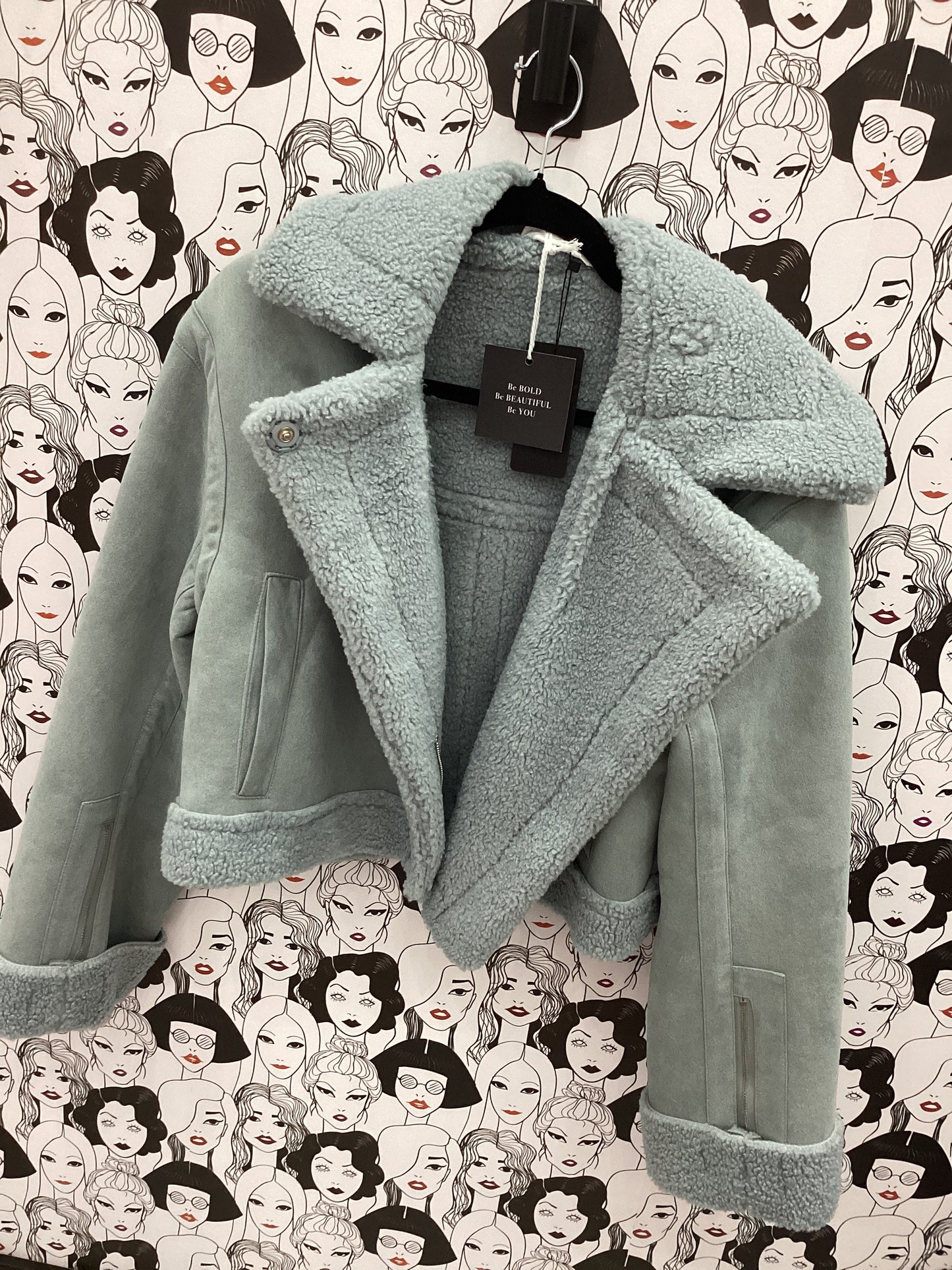 Suede Moto coat cropped