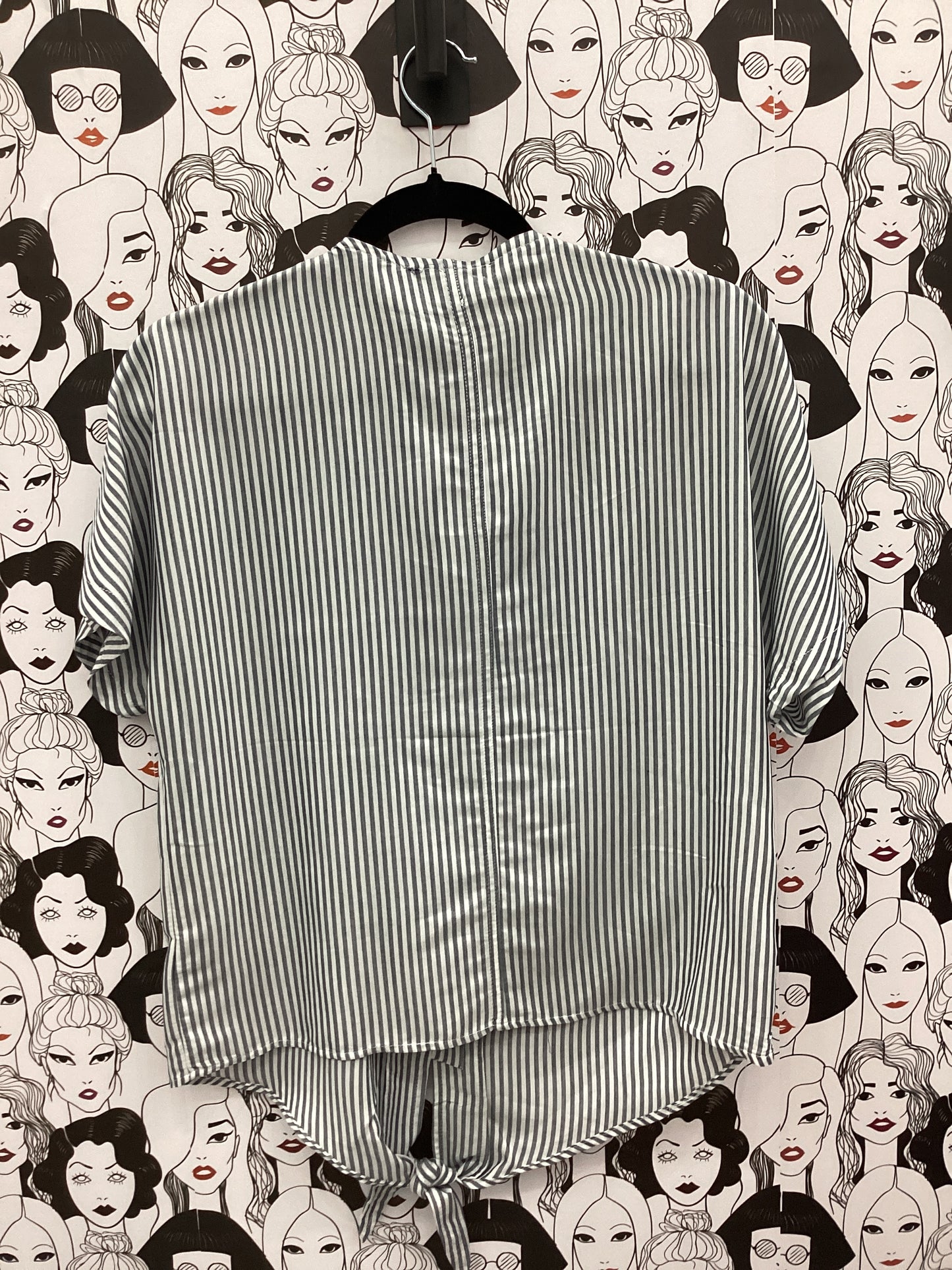Blue and white striped blouse