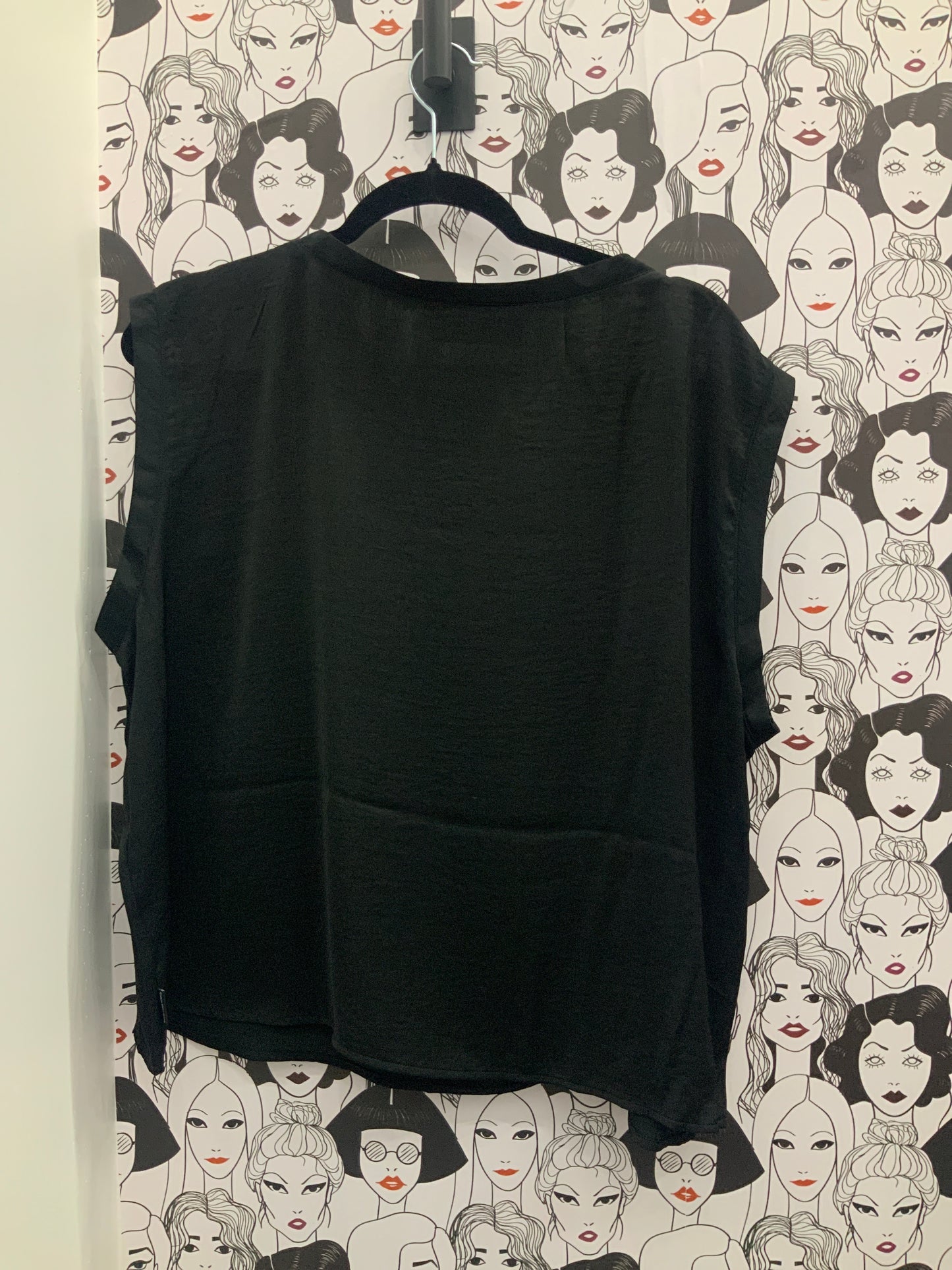 Black Short Sleeve Tank Blouse