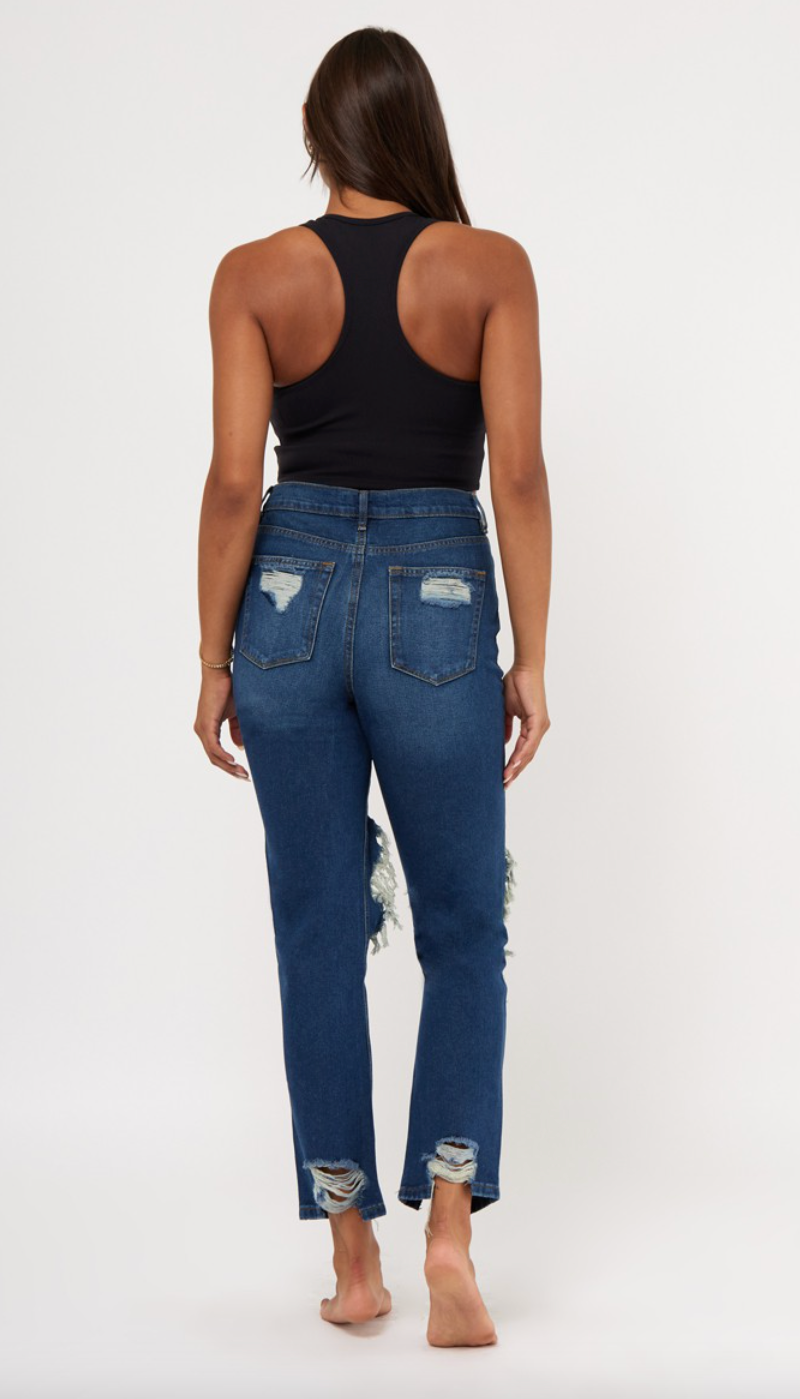 Boom Boom Straight Leg Ripped Boyfriend Jeans
