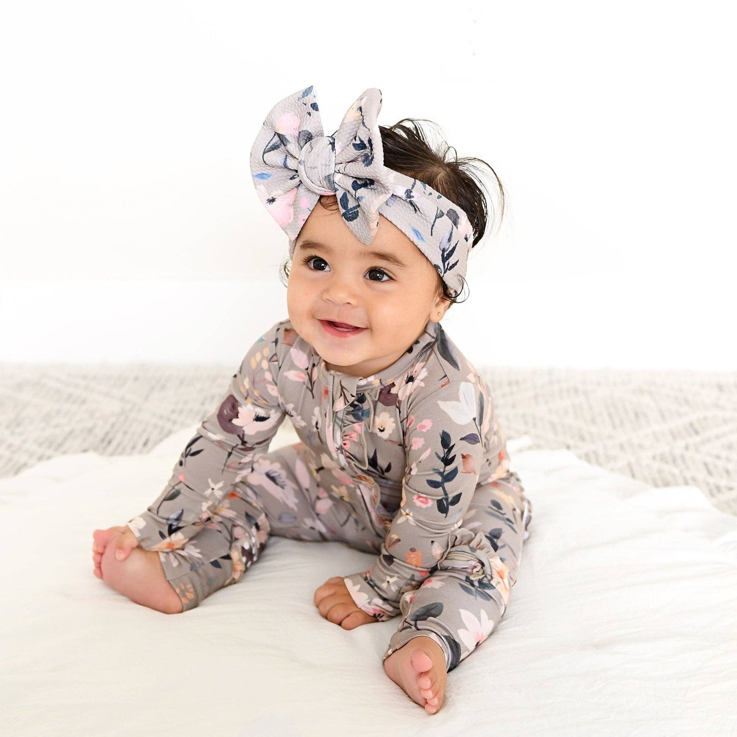 Tatum RUFFLE ZIP Bamboo One Piece Floral Baby Clothing: 0-3m