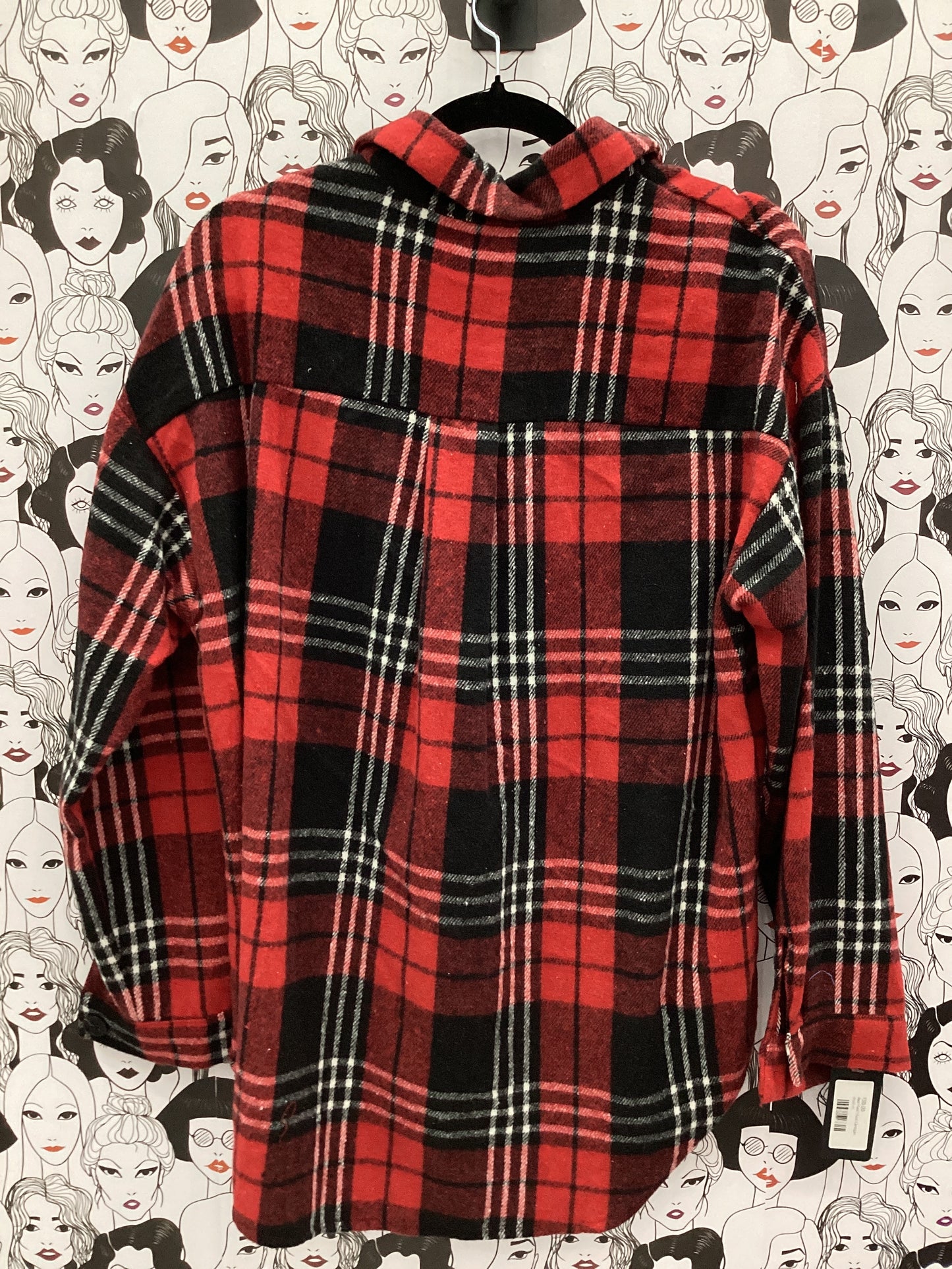 Red Plaid Thick Cardigan