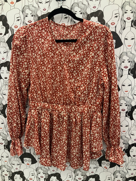 Red Floral Blouse