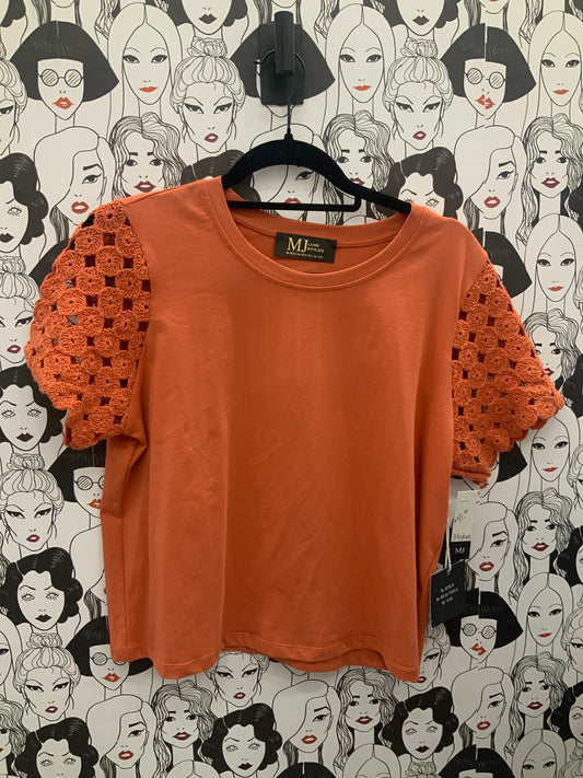 Orange Blouse Short Sleeved