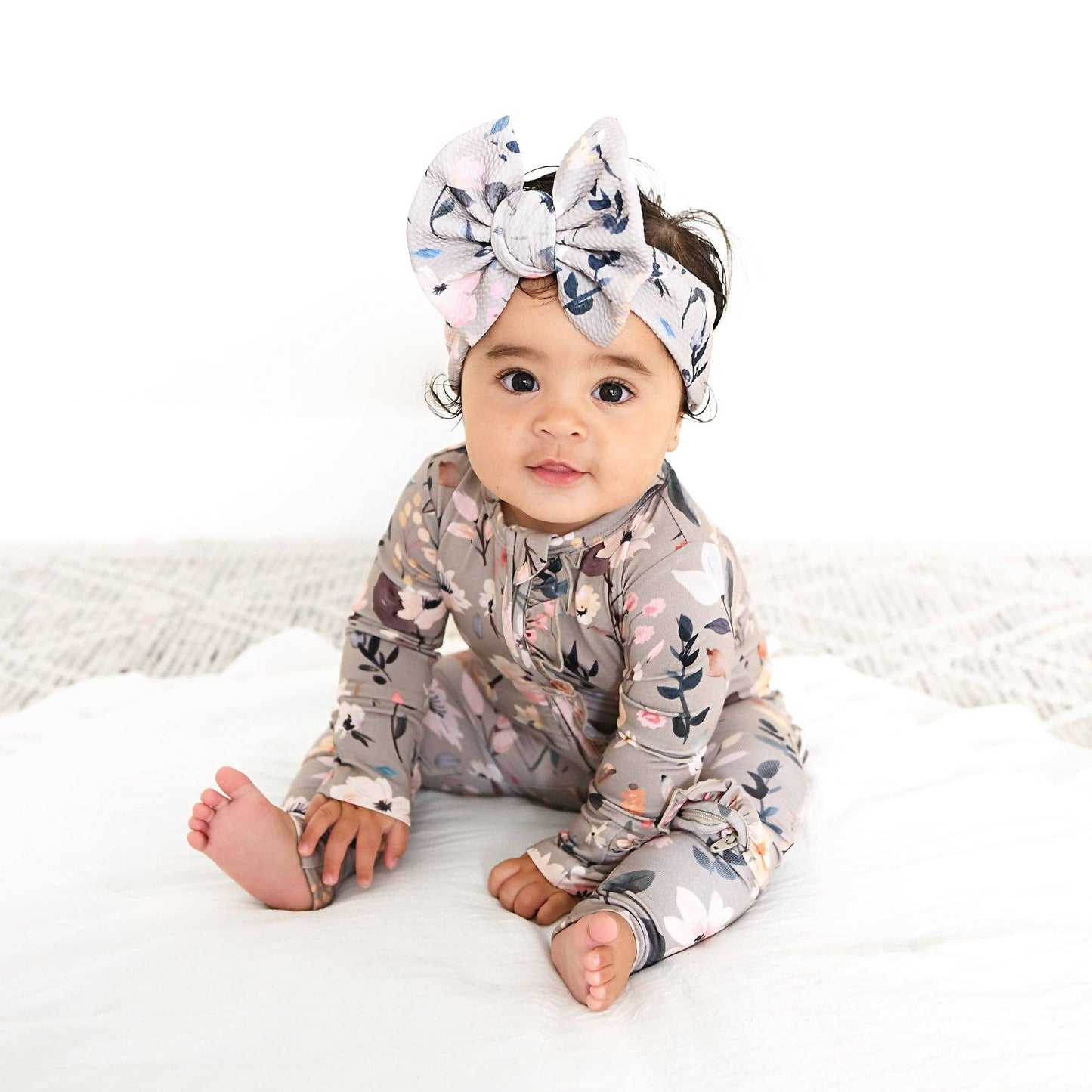 Tatum RUFFLE ZIP Bamboo One Piece Floral Baby Clothing: 3-6m