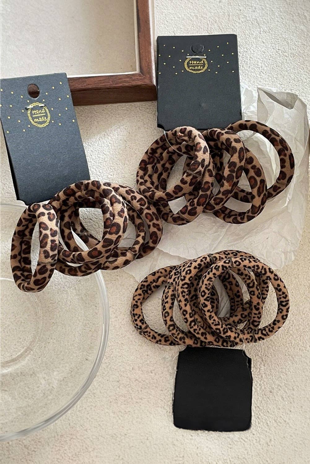 5pcs Leopard Elastic Hair Tie Set Gifts: Brown / ONE SIZE