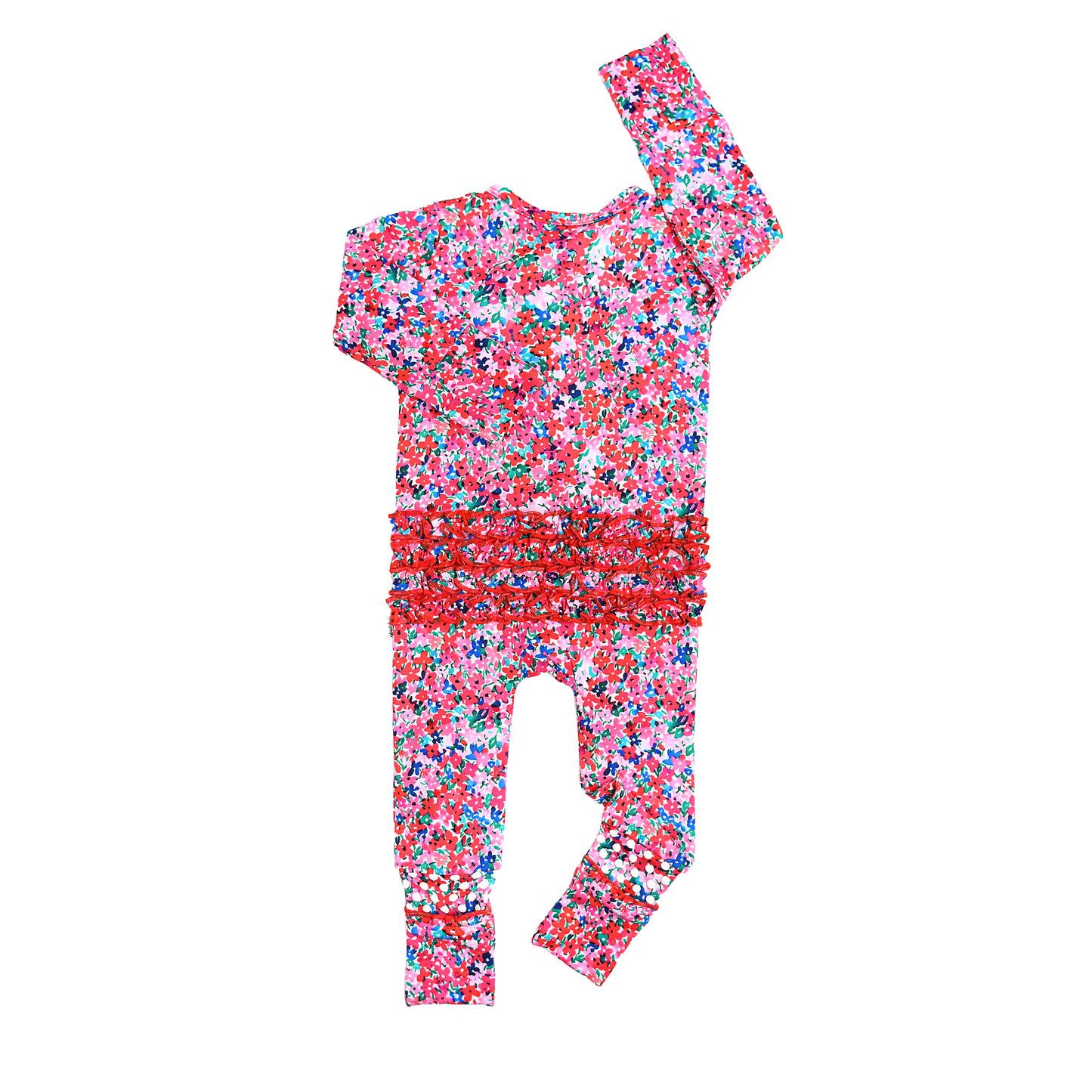 Juliette RUFFLE ZIP Valentines Day Bamboo Baby One Piece: 0-3m