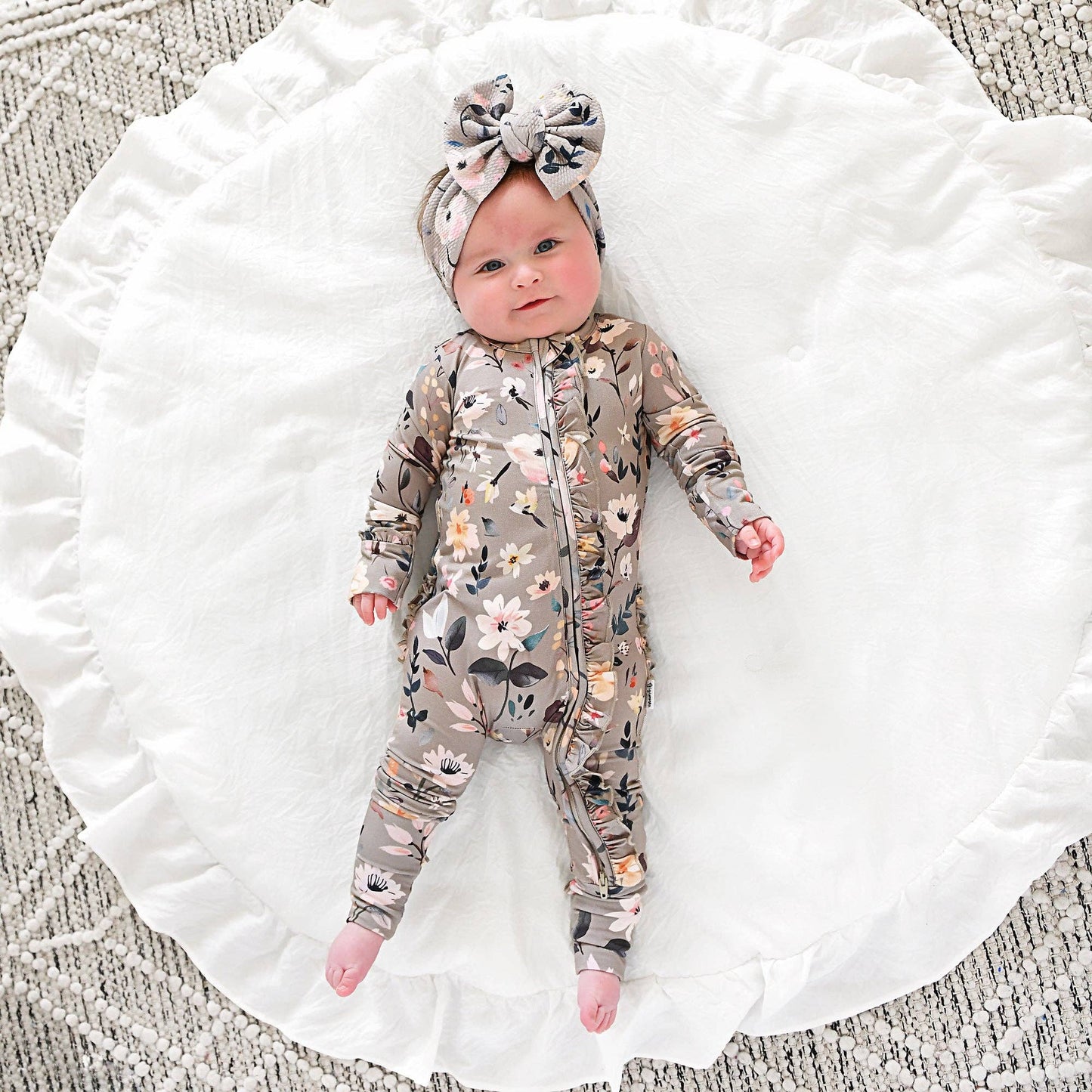 Tatum RUFFLE ZIP Bamboo One Piece Floral Baby Clothing: 3-6m