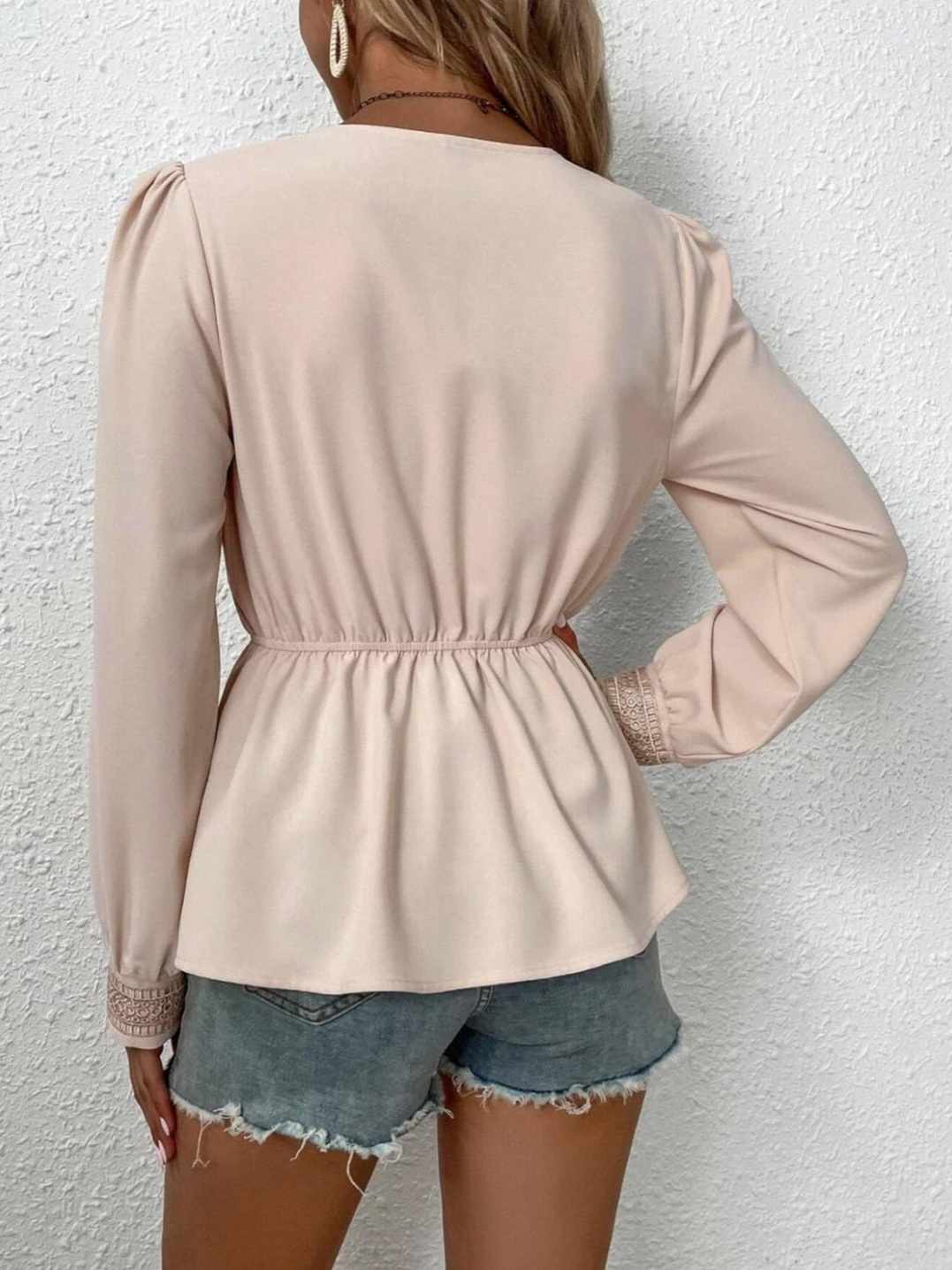 Cinch Waste Blouse Beige