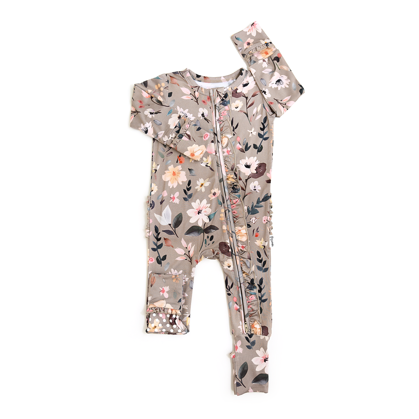 Tatum RUFFLE ZIP Bamboo One Piece Floral Baby Clothing: 0-3m