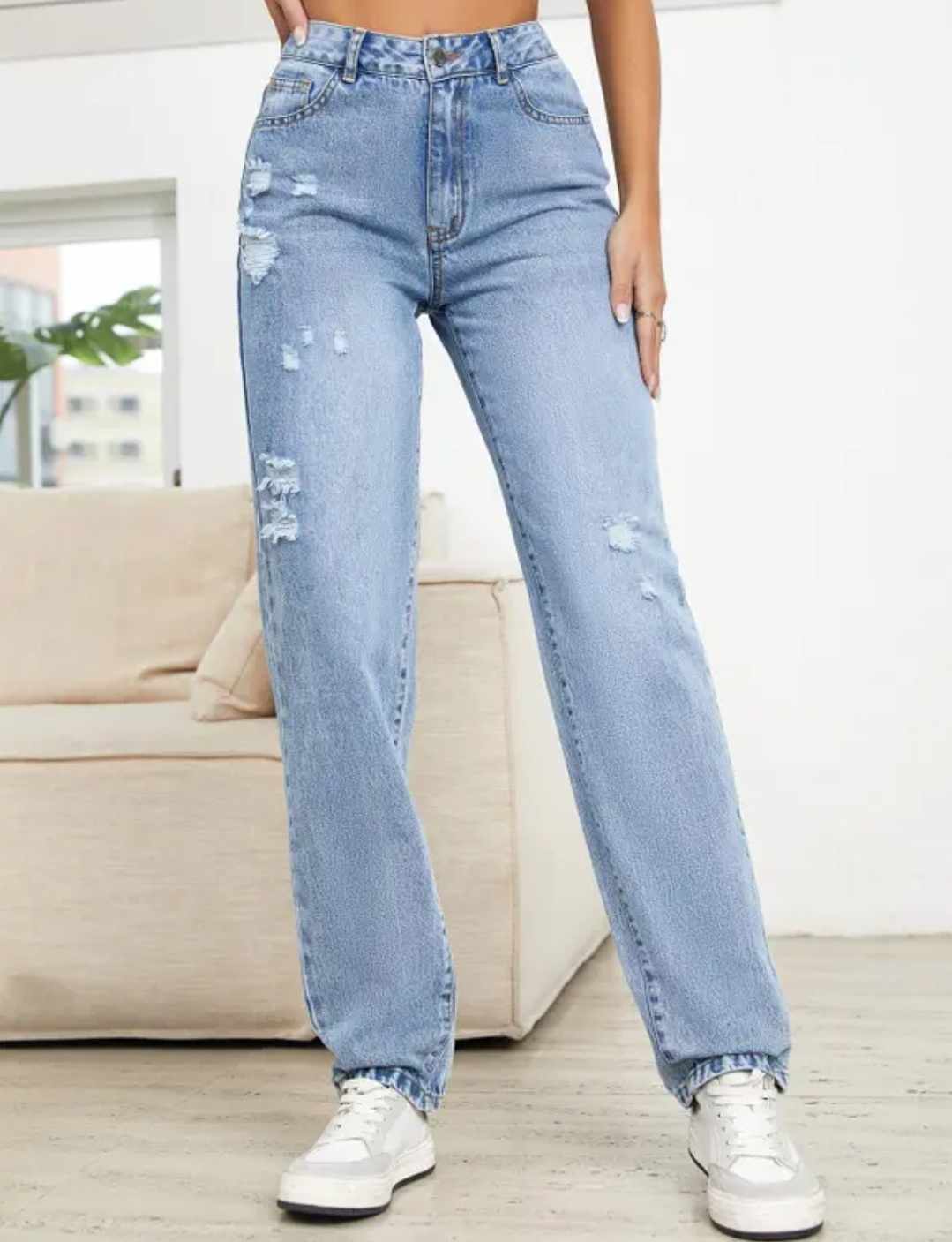 High Waste Straight Leg Mom Jeans