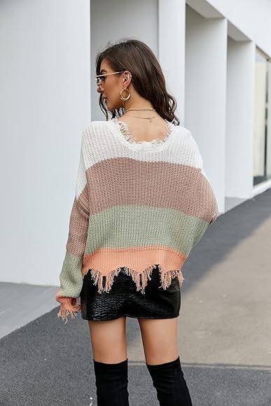 Fringe V-Neck Sweater