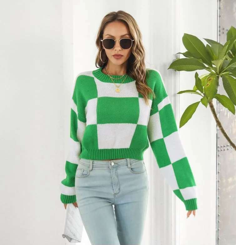 Green Checkered Sweater