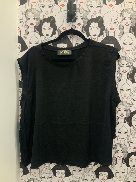 Black Short Sleeve Tank Blouse