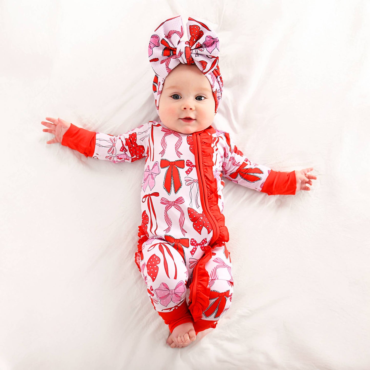 Rosalie RUFFLE ZIP Valentines Day Bamboo 1PC Baby Outfit: 3-6m
