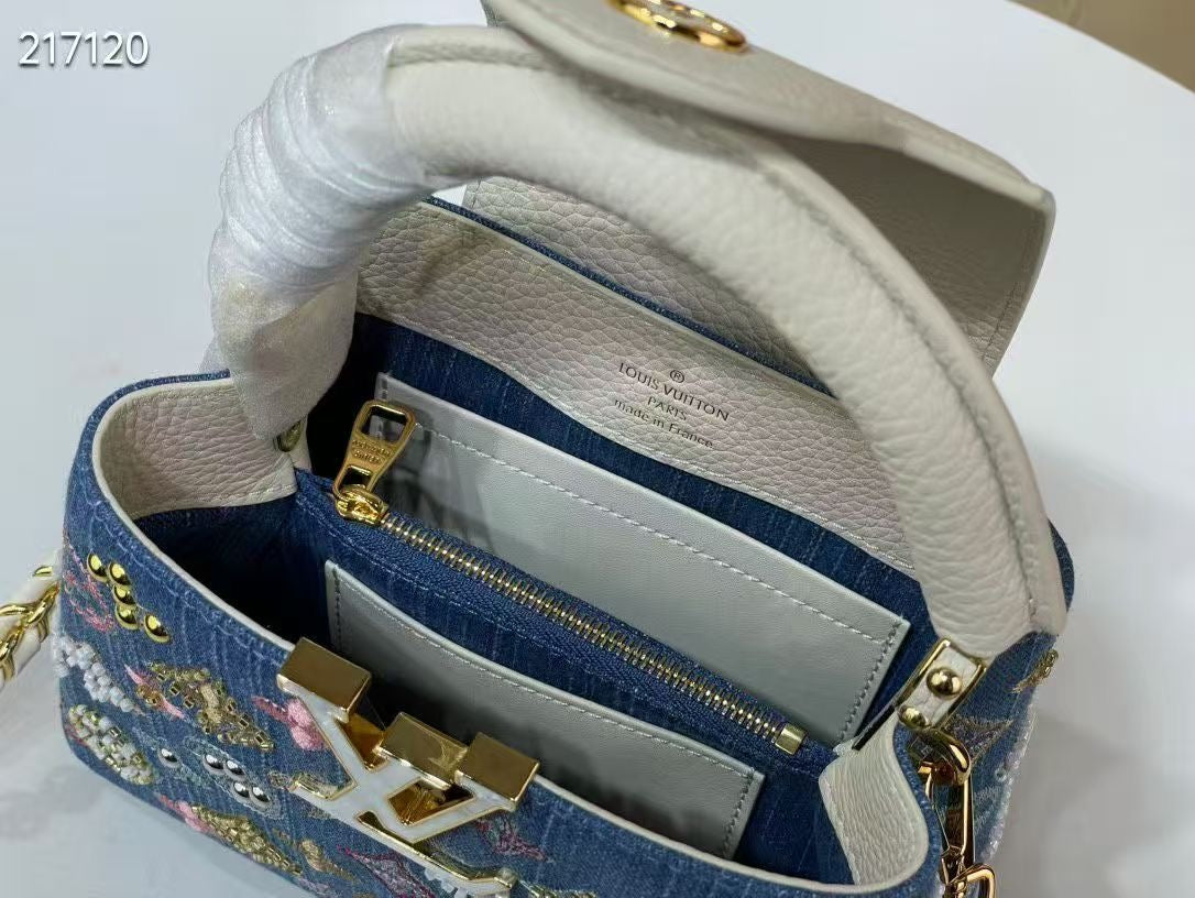 LIMITED EDITION  Louis Vuitton Capucines Mini bag in Monogram denim
