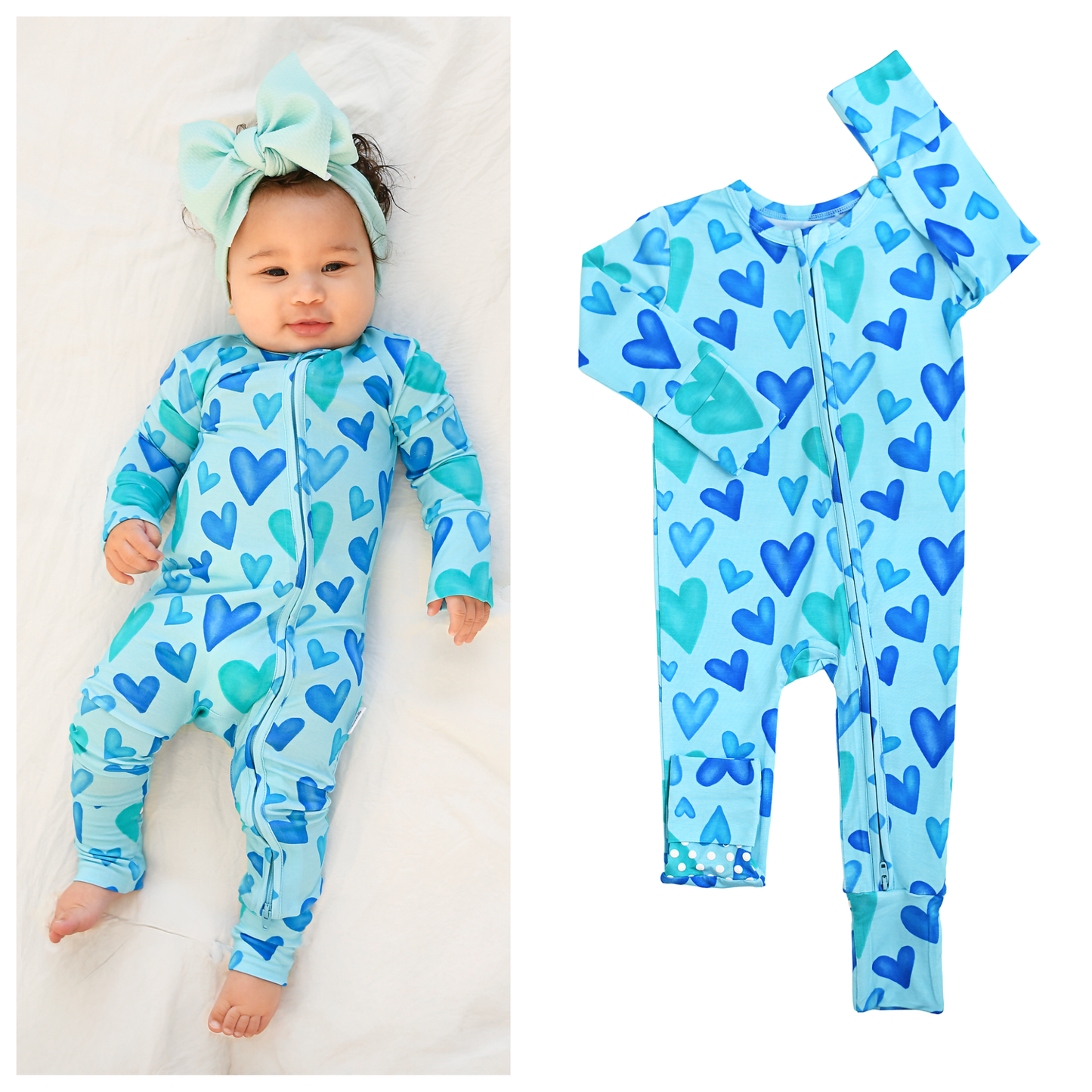 Cruz ZIP Valentines Day Bamboo One Piece Two Way Zipper Baby: 3-6m