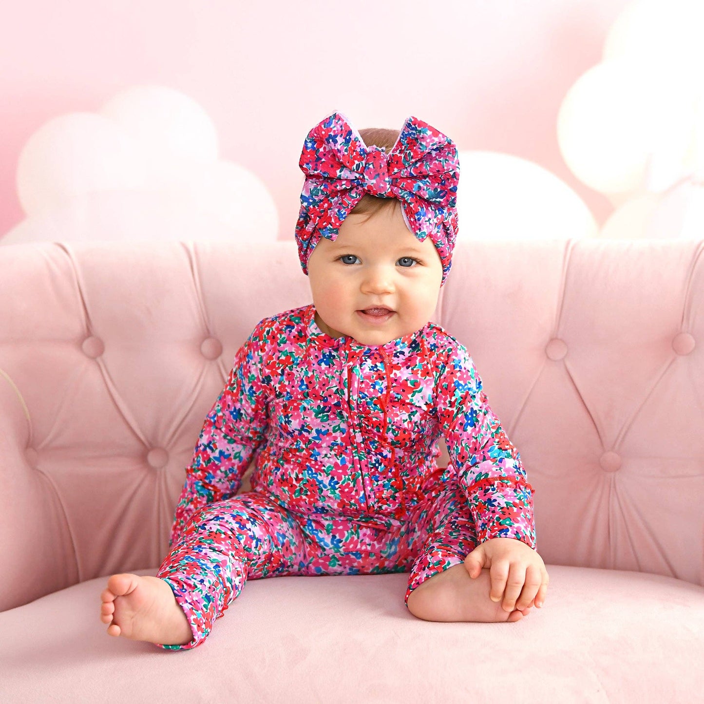 Juliette RUFFLE ZIP Valentines Day Bamboo Baby One Piece: 0-3m