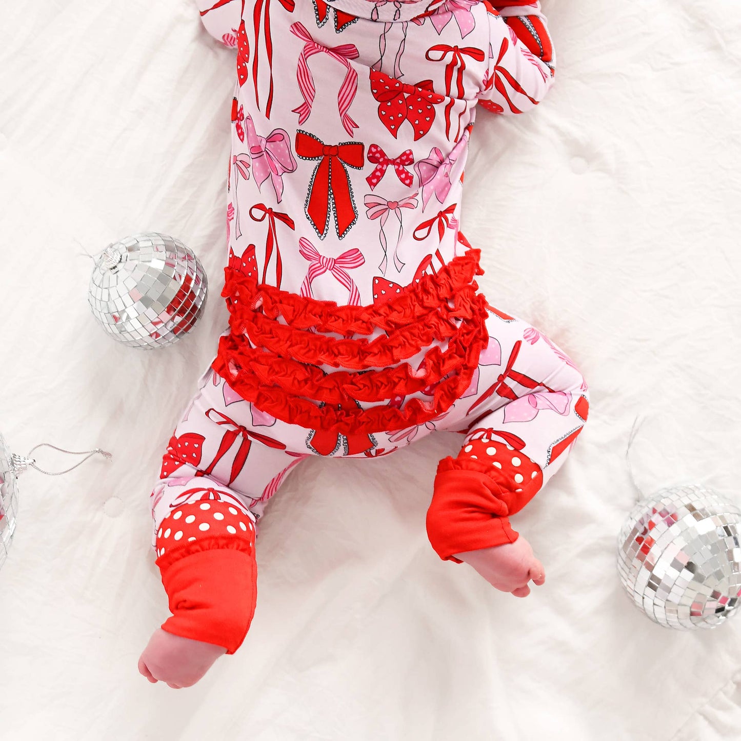Rosalie RUFFLE ZIP Valentines Day Bamboo 1PC Baby Outfit: 3-6m