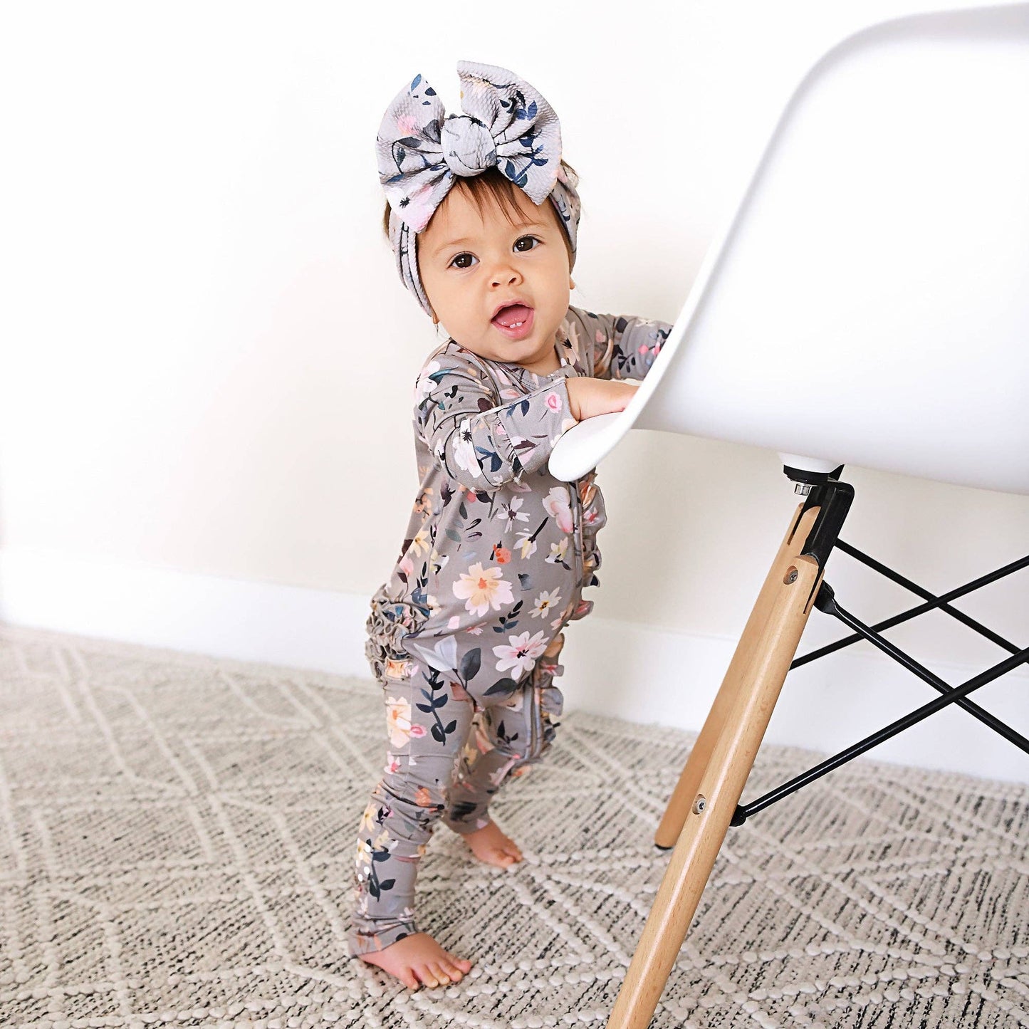 Tatum RUFFLE ZIP Bamboo One Piece Floral Baby Clothing: 3-6m