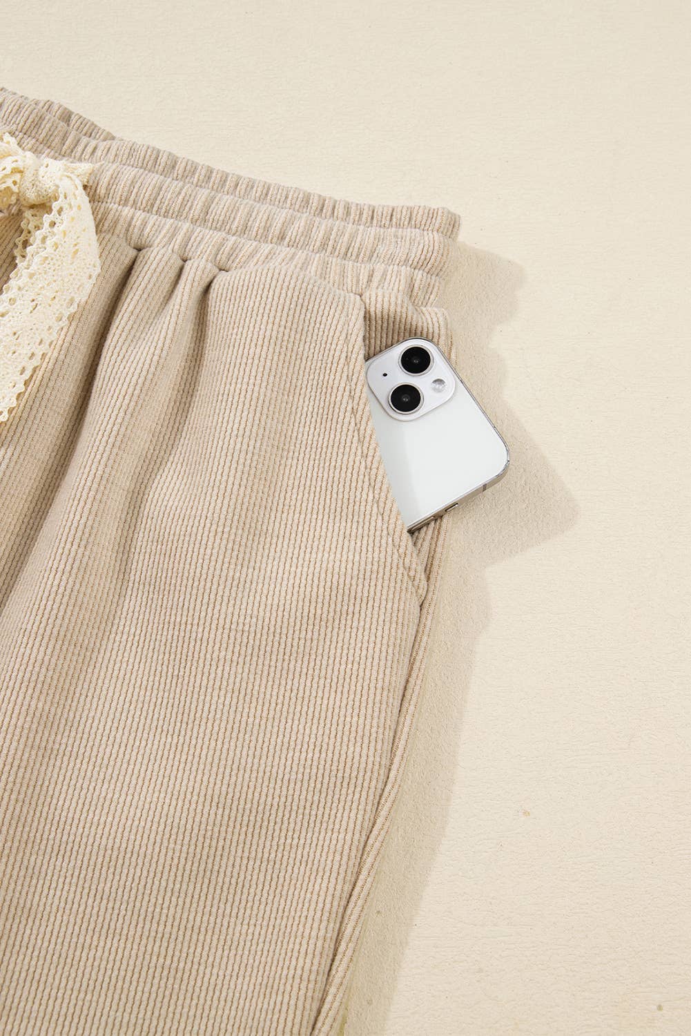 Drawstring Pullover Hoodie and High Waist Pants Corduroy Set: LEOPARD BROWN / Missy / L
