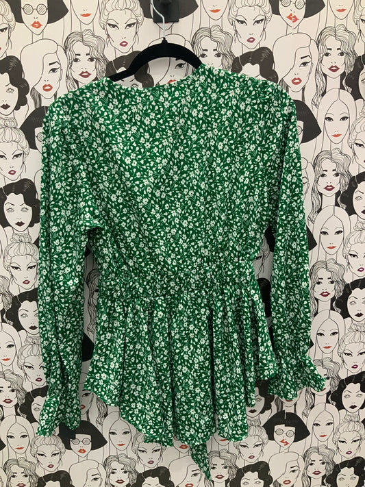 Green Floral Blouse