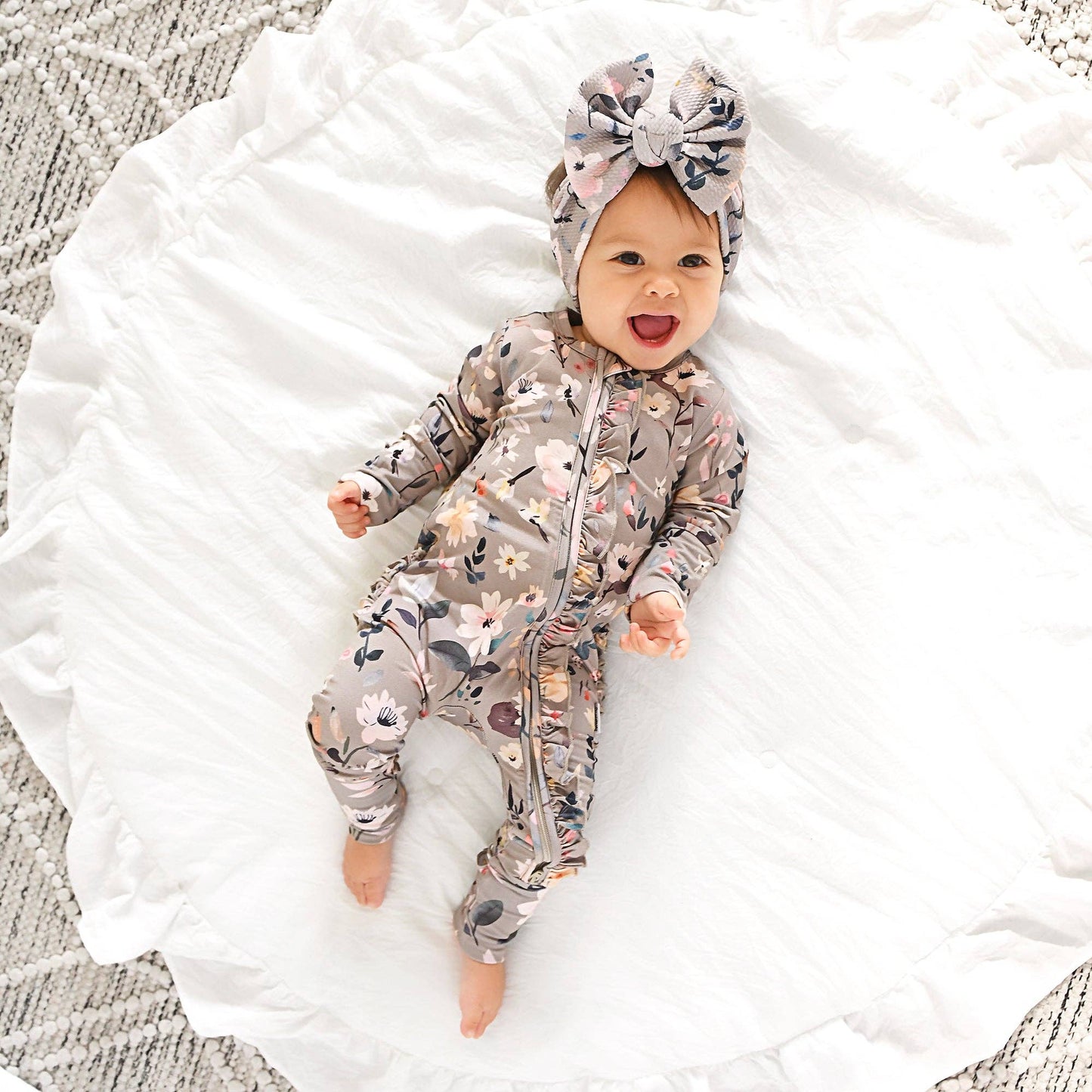 Tatum RUFFLE ZIP Bamboo One Piece Floral Baby Clothing: 3-6m