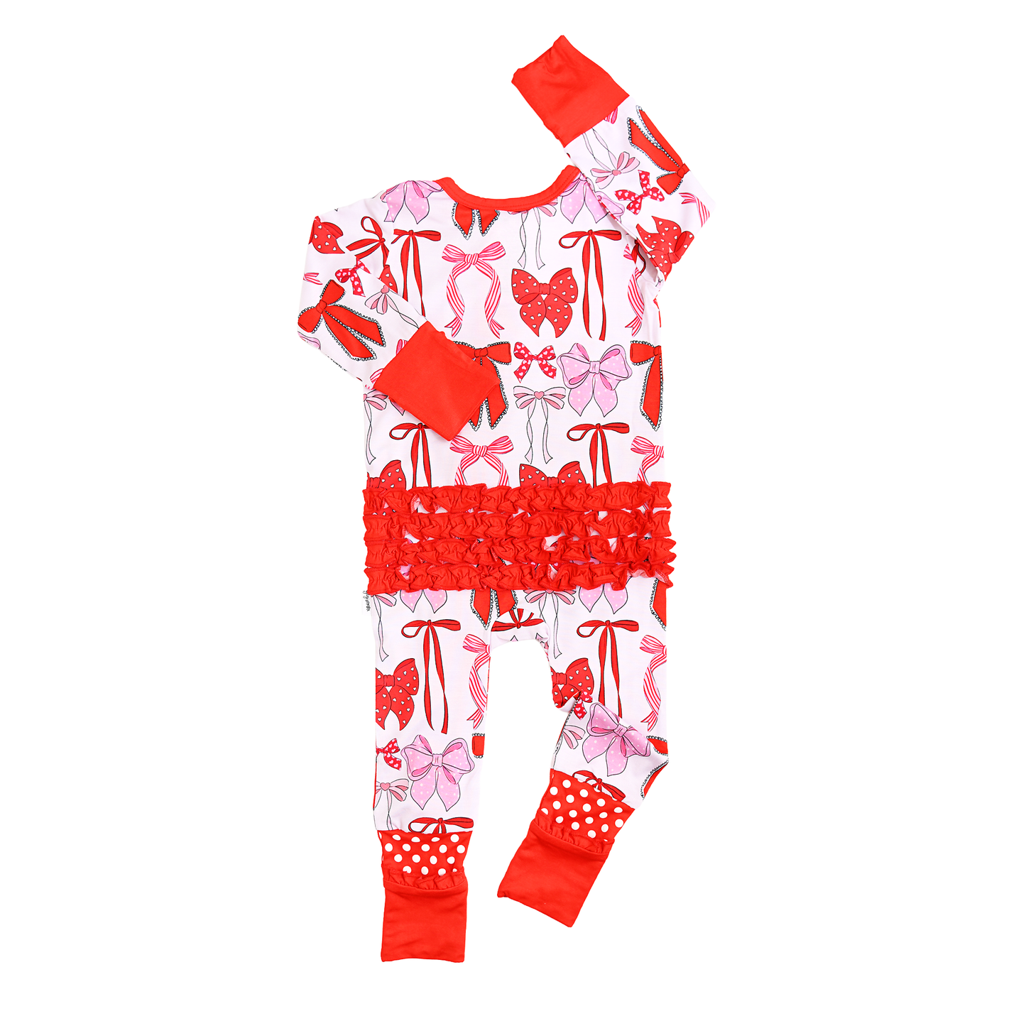 Rosalie RUFFLE ZIP Valentines Day Bamboo 1PC Baby Outfit: 3-6m