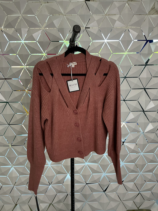 Pink Button Down Sweater