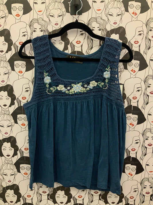 Floral Accent Tank Blouse