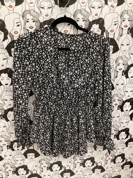 Black floral blouse