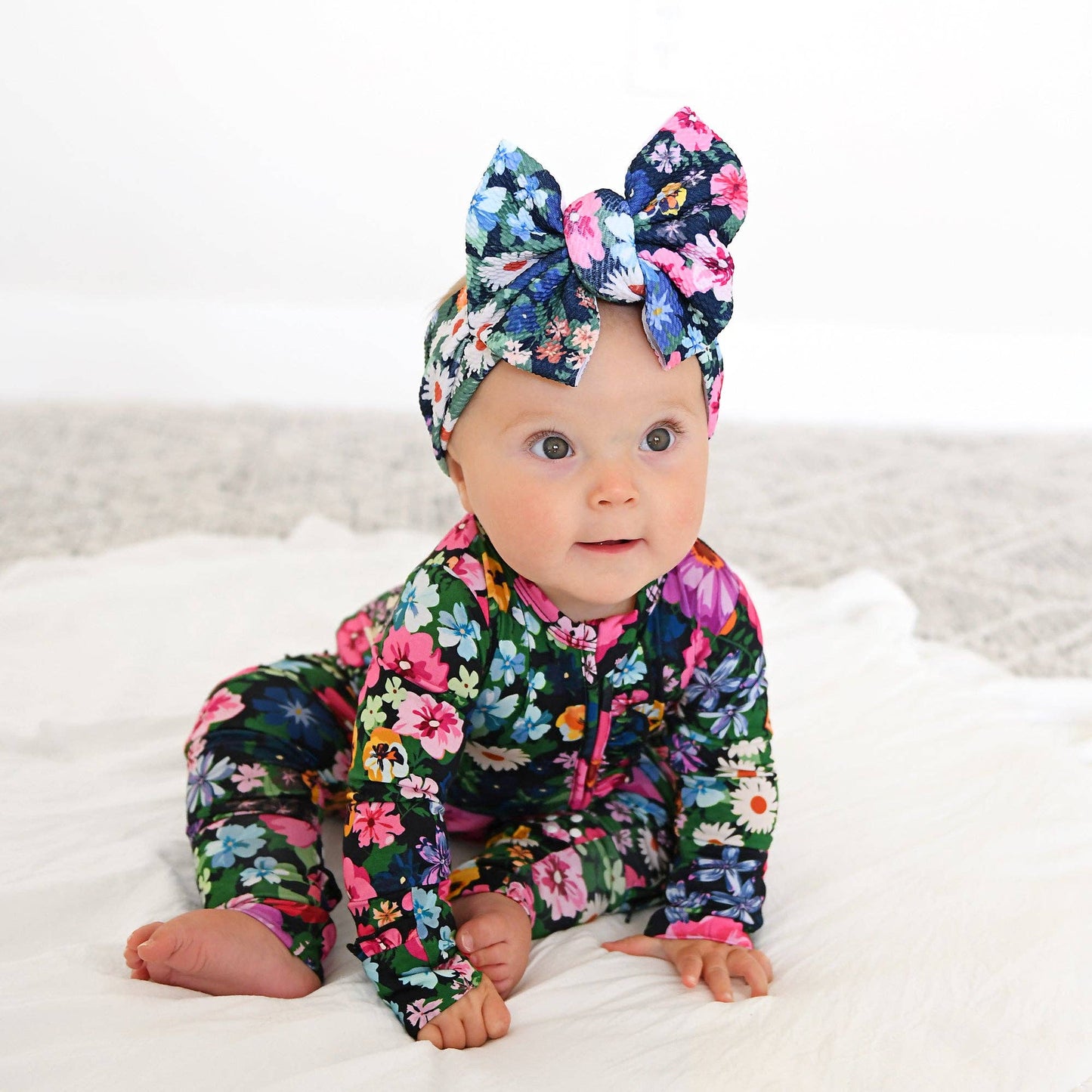 Cassandra RUFFLE ZIP Bamboo One Piece Floral Baby Clothing: 3-6m