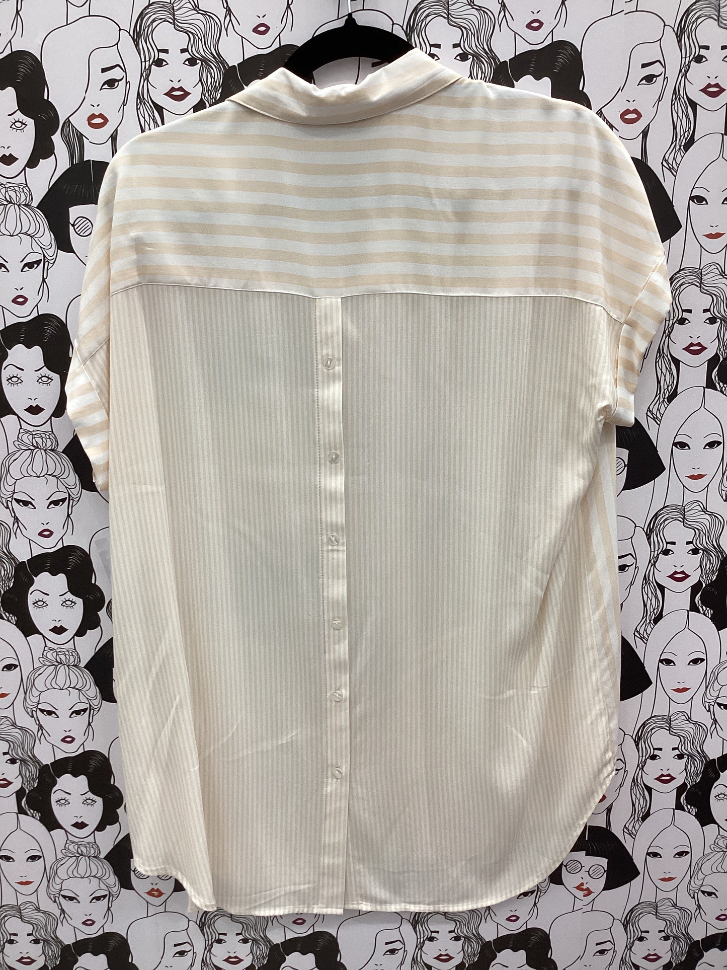 Orange and white striped blouse