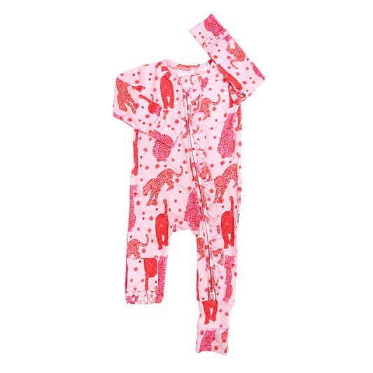 Cambrie RUFFLE ZIP Valentines Day Bamboo 1PC Two Way Zipper: 0-3m