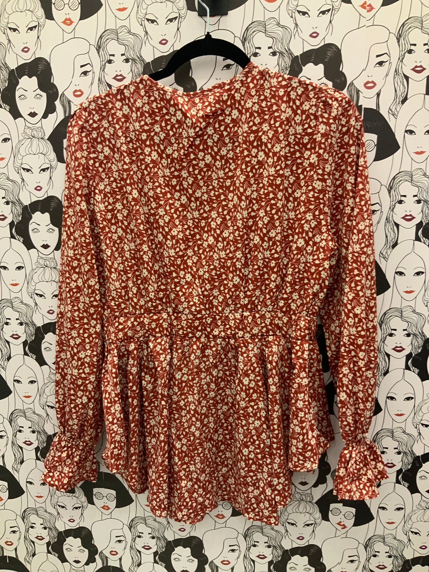 Red Floral Blouse