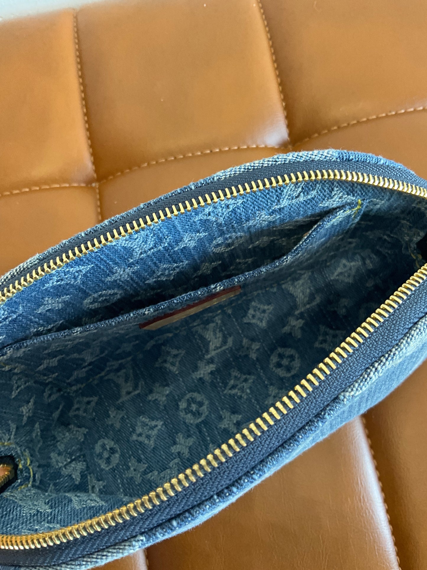 Luxury denim  Cosmetic Bag