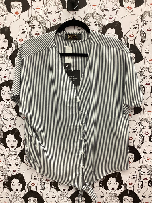 Blue and white striped blouse