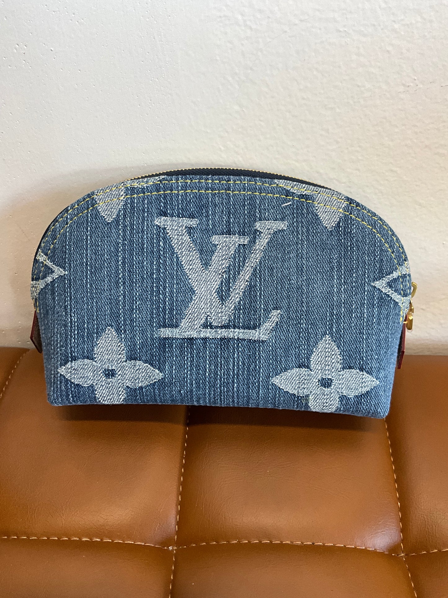 Luxury denim  Cosmetic Bag