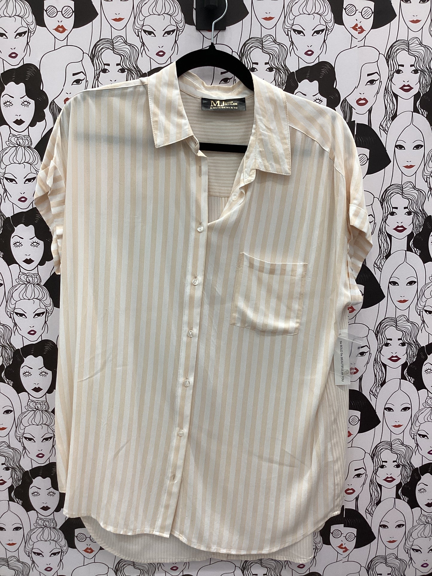 Orange and white striped blouse