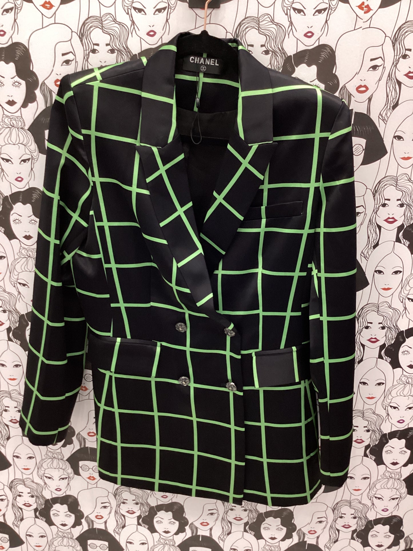 Luxury black and lime green blazer