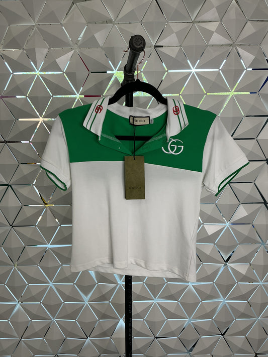 Luxury Cropped Color Block Polo