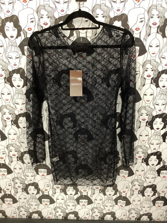 Luxury black mesh top
