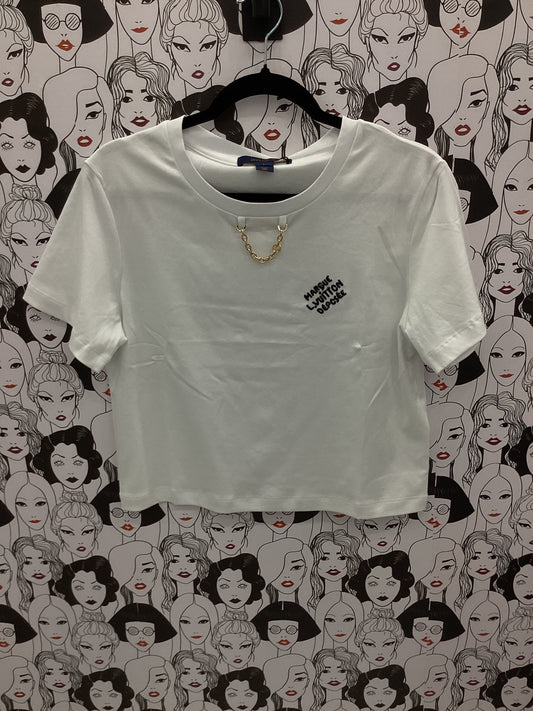 Luxury white crop tee