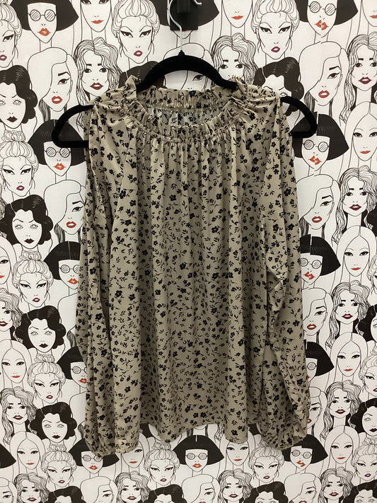 Floral long sleeve top with cut out sleeves