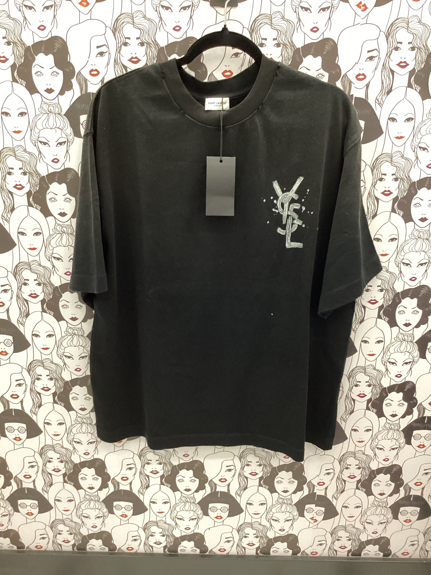 Luxury black graphic top